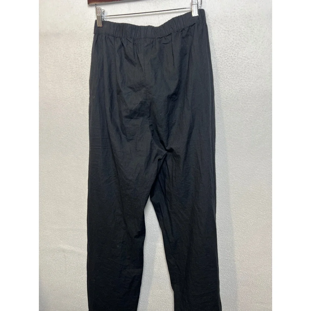 PrettyLittleThing Black Cotton Wide Leg Ruffle Hem Pants Womens Medium